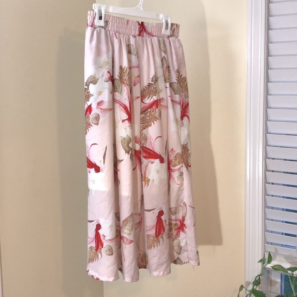 light pink floral printed skirt